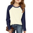 thumbnail image 1 of BOMYJESK Girls Long Sleeve Shirts Size 10-12 Raglan Cute Crewneck Tee Tops Cozy Fall Tee Basic Color Block T Shirts Top Beige 9-10Y, 1 of 5