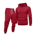 thumbnail image 1 of BOMYJESK Hoodie and Sweatpants Set for Men 2 Piece Casual Hoodie Tracksuit Drawstring Athletic 2025 Fall Sweatsuits Jogging Hooded Pullover Tops Red 2XL, 1 of 4