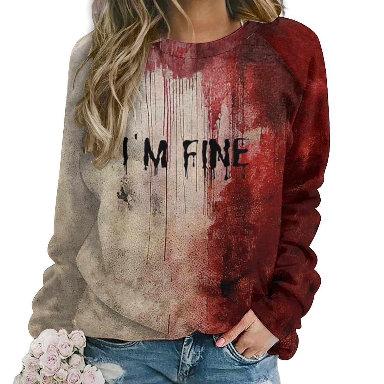 I'm Fine Bloody T-Shirt - Blood Splatter Halloween Costume Shirt, Funny Gag Tee