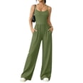 thumbnail image 1 of BOMYJESK Jumpsuits for Women Dressy Spaghetti Strap Wide Leg Baggy Pants Beach Vacation Trendy Overalls Jumpers Fashion Clothes 2026 with Pockets Army Green S, 1 of 6