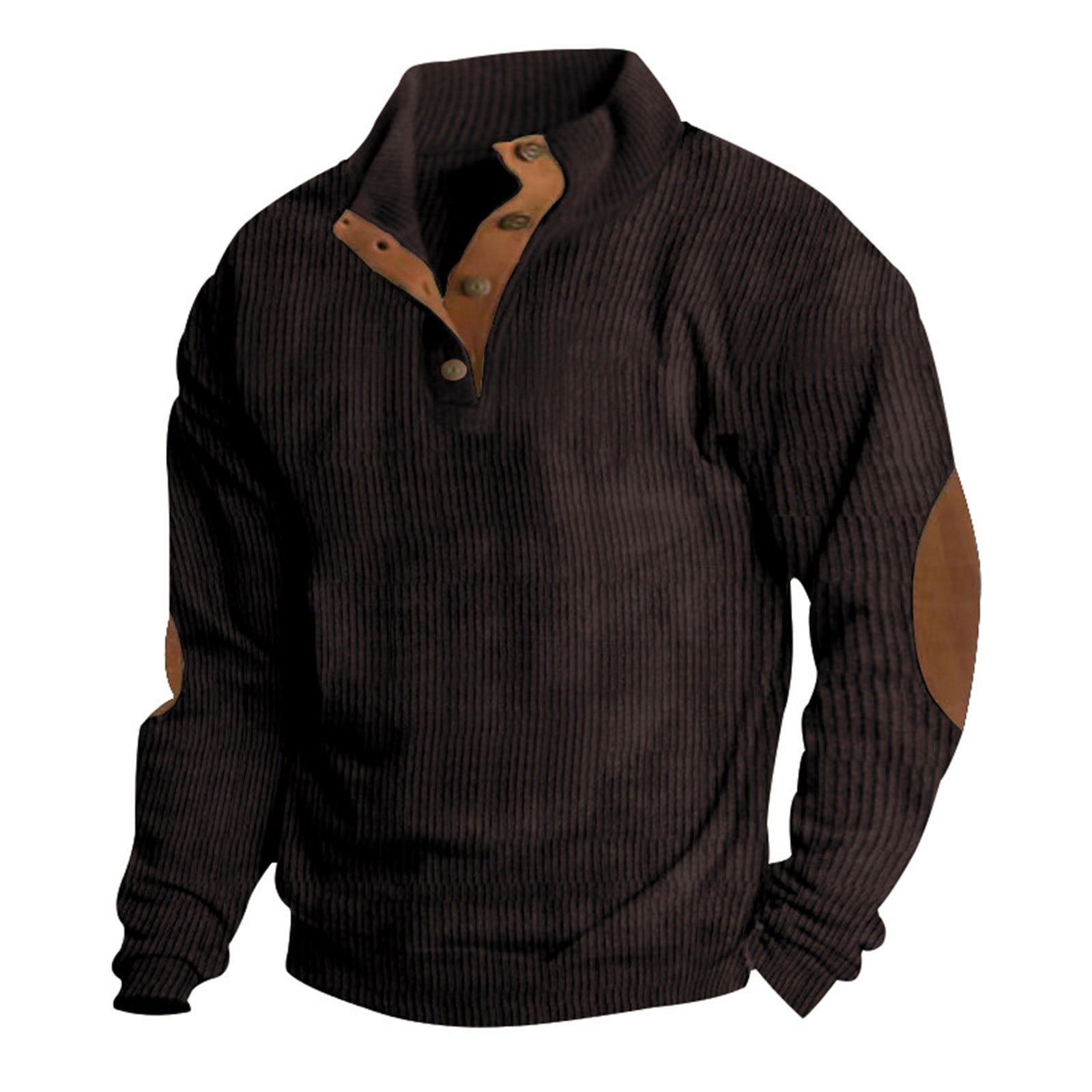 BOMYJESK Mens Sweatshirt Corduroy with Elbow Patches Button Up Sweaters