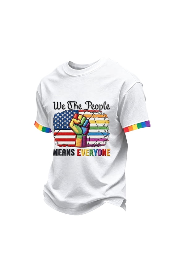 We the People Means Everyone Print Shirt Pride Month Have Had Enough T-Shirt Transgender Flag Equality Shirt Round Neck Casual Exquisite Tops White 2XL
