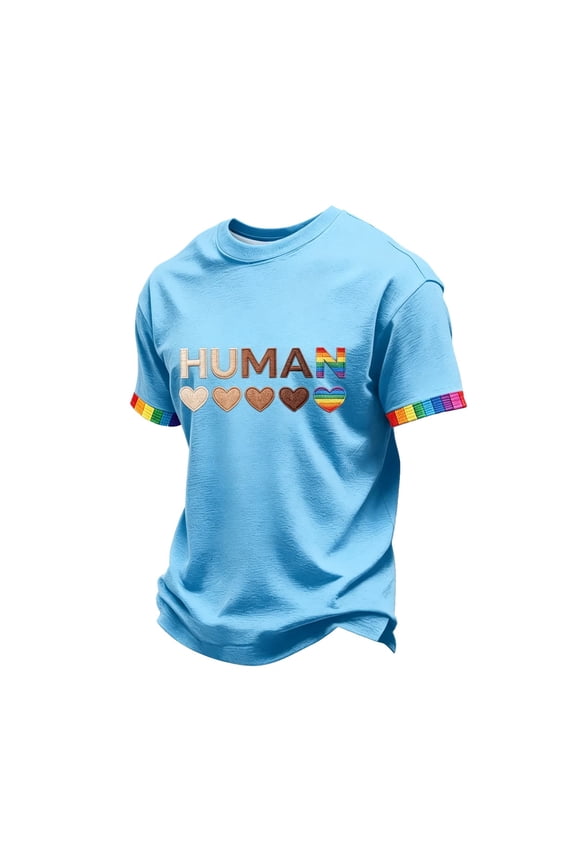We the People Means Everyone Rainbow Flag Shirt Us Constitution Pride Equality T-Shirt Lesbian Ally Human Equality Shirt Round Neck Relaxed Fit Comfy Top Light Blue 2XL