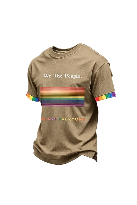 We the People Means Everyone Shirt Us Constitution Pride Equality T Shirt Transgender Flag Equality Shirt Round Neck Fashion Comfortable Top Khaki 3XL