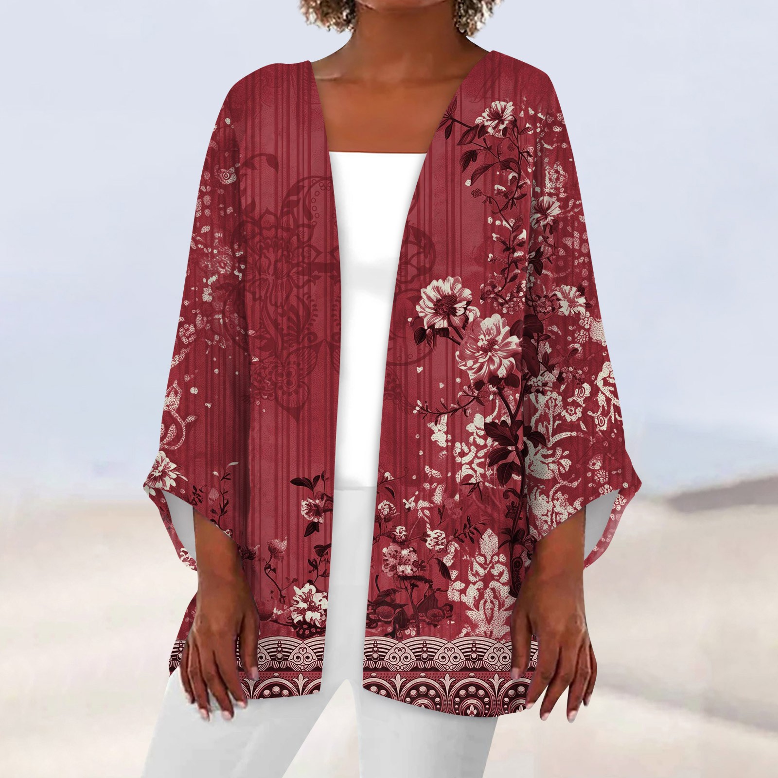 BOMYJESK Pink Shrugs for Women 3/4 Sleeve Lightweight Cardigans for