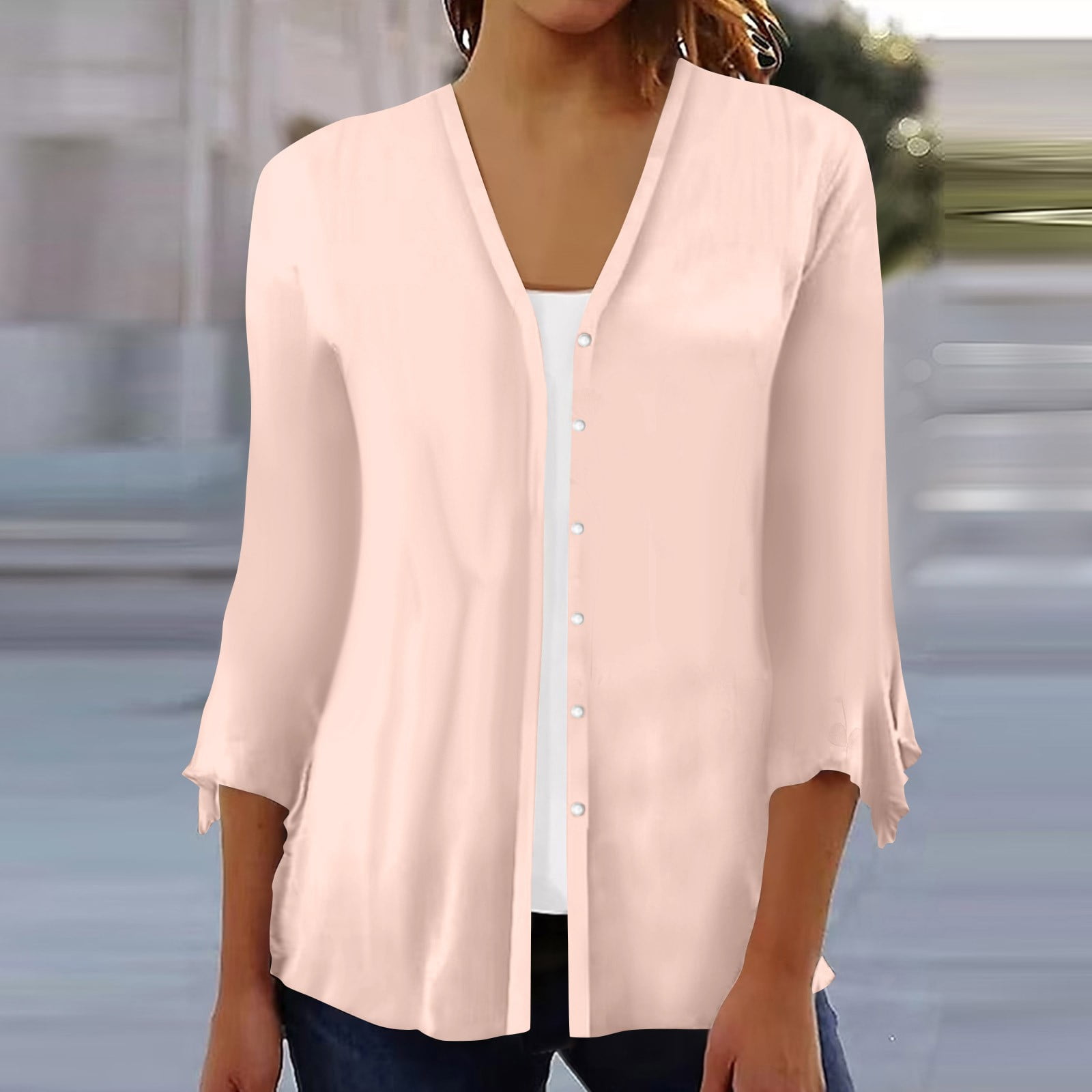 BOMYJESK Plus Size Shrugs for Women Clearance 3/4 Sleeve White Cardigan for  Women Lightweight Button Down Open Front Shrug Cardigan Solid Color Dressy  Casual Boho Plus Size Cardigan Pink M - Walmart.com