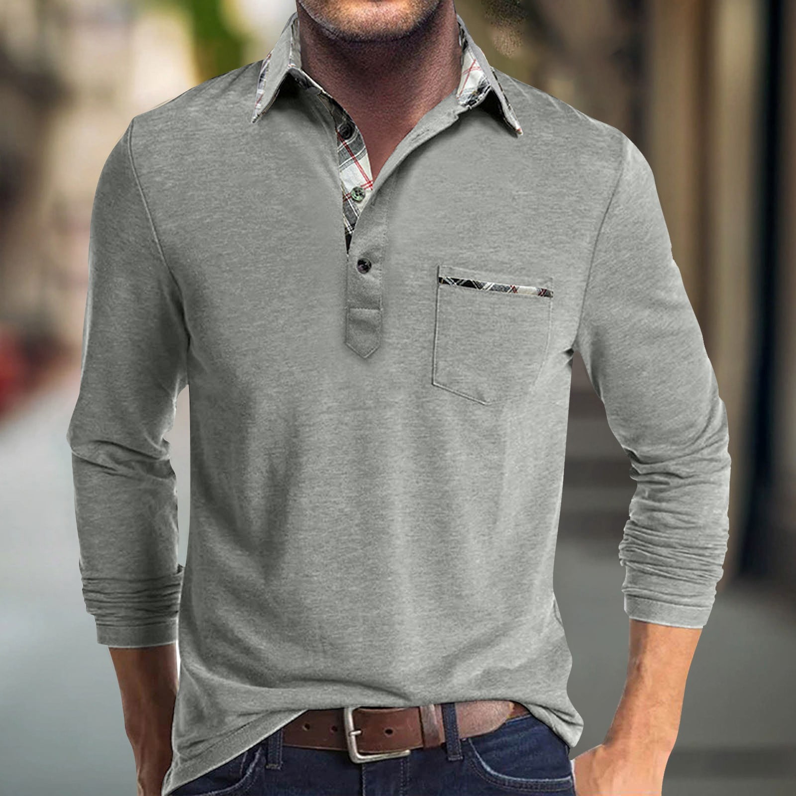 BOMYJESK Polo Shirts for Men Long Sleeve 3 Buttons Golf Shirt Vacation ...
