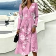 thumbnail image 1 of BOMYJESK Summer Dresses for Women 2026 Long Sleeve Fall Midi Dresses Smocked Flowy Elegant Formal Dress Pink M, 1 of 5