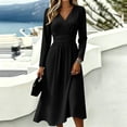 thumbnail image 1 of BOMYJESK Summer Dresses for Women 2026 Sexy V Neck Spring Midi Dress Hugging Slim Beach Elegant Formal Office Dress Black S, 1 of 3