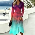 thumbnail image 1 of BOMYJESK Summer Dresses for Women Long Sleeve Spring Midi Dresses Flowy Ruched Trendy Casual Office Dress Purple S, 1 of 5