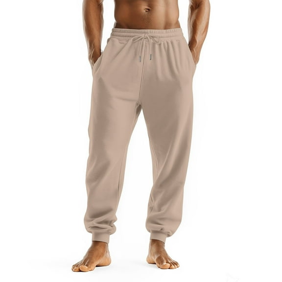 BOMYJESK Sweatpants for Men Casual Fleece Elastic Waist Pants Fall Clothes 2025 Baggy Drawstring Sweatpants Athletic Joggers Light Weight Trousers Camel XL