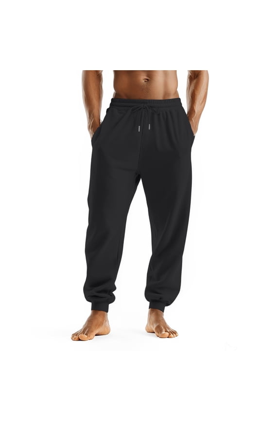 Sweatpants for Men Casual Fleece Elastic Waist Pants Fall Clothes 2025 Midweight Drawstring Sweatpants Active Running Light Weight Activewear Black XL