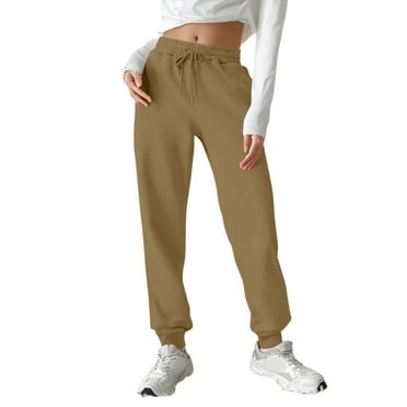 BOMYJESK Sweatpants Women Casual Elastic Waist Lounge Pants Fall Winter Baggy Drawstring Sweatpants Athletic Joggers Comfy Trousers with Pockets Light Brown L