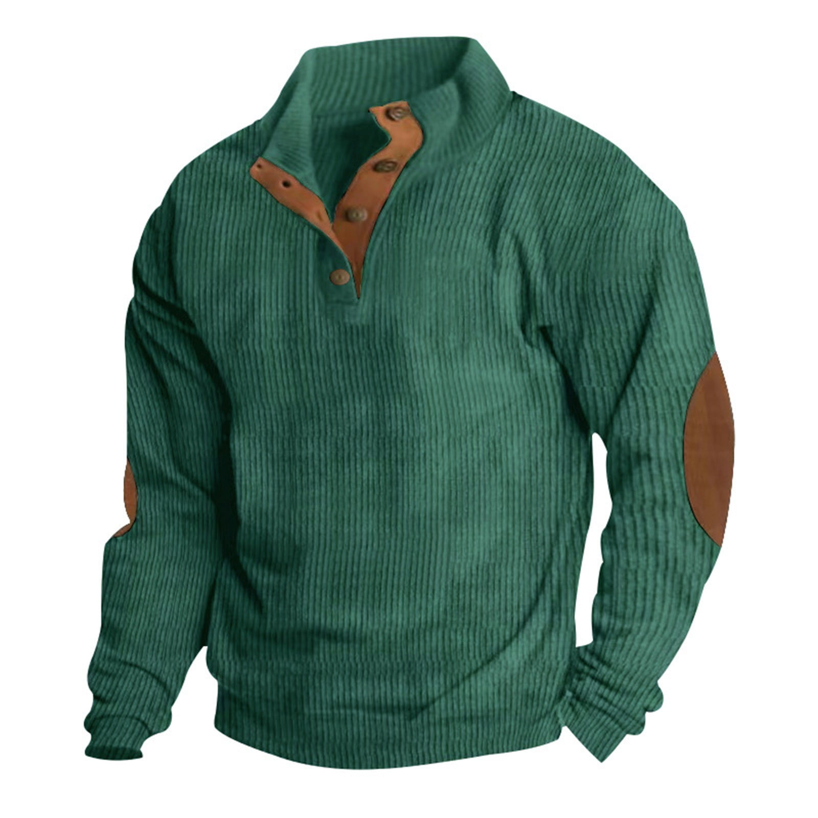 BOMYJESK Sweatshirts for Men Corduroy with Elbow Patches Button Up
