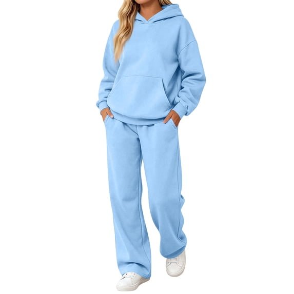 BOMYJESK Sweatsuits for Men 2 Piece Casual Sports Tracksuit Long Sleeve Pullover Sweat Track Suits Sets with Pockets Sky Blue L