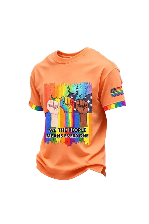 We the People Means Everyone Shirt Pride Equality T Shirt Transgender Flag Equality Shirt Round Neck Fashion Lightweight Top Orange 4XL