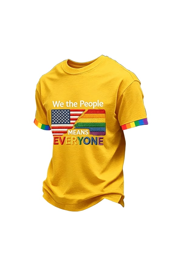 We the People Means Everyone Shirt Pride Equality T Shirt Transgender Flag Equality Shirt Round Neck Fashion Lightweight Tops Yellow 4XL