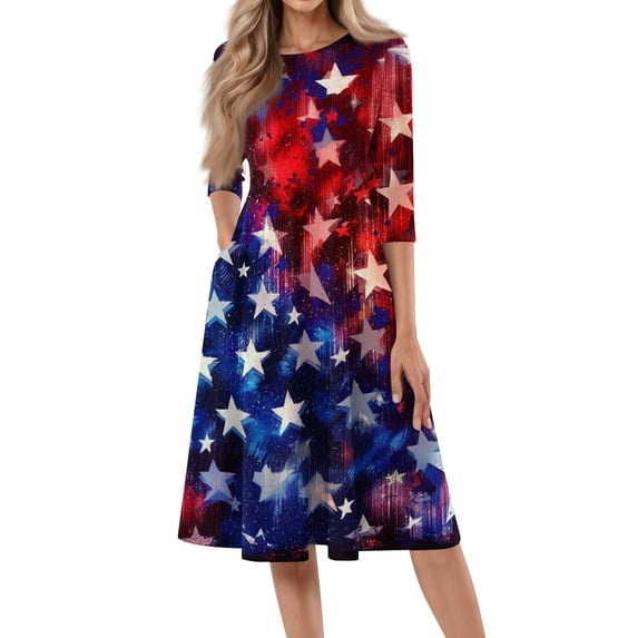 BOMYJESK Women's 250th Anniversary USA Flag Floral Maxi Dress 4th Of July 2026 Summer Dresses Independence Day Art Print A-Line Dress Casual American Flag Floral Party Apparel Black XL