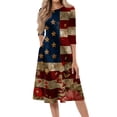 thumbnail image 1 of BOMYJESK Women's 250th Anniversary USA Flag Floral Maxi Dresses 4th Of July Summer Dresses Independence Day Art Print Beach Long Dresses Casual American Flag Floral Resort Wear Red 2XL, 1 of 7