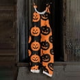 thumbnail image 1 of BOMYJESK Women's Halloween Jumpsuits Pumpkin Print One Piece Sleeveless Rompers Overalls 2026 Hippie Baggy Spaghetti Strap Rompers Orange XL, 1 of 7