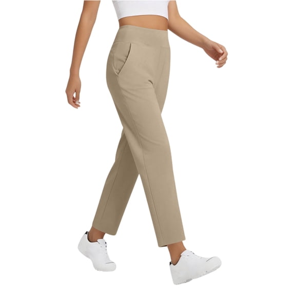 BOMYJESK Womens Golf Pants Dressy Casual Work Travel Pant Stretch High Waist Ankle Pant Lightweight Yoga Sweatpants Beige XL