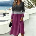 thumbnail image 1 of BOMYJESK Womens Summer Dresses Ruched Flowy Long Sleeve a Line Dress Elegant Formal Lightweight Breathable Work Dresses Dark Purple 2XL, 1 of 5
