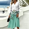 thumbnail image 1 of BOMYJESK Womens Summer Dresses Smocked Flowy Sexy V Neck Midi Dress Vintage Elegant Spring Work Dresses Green S, 1 of 4