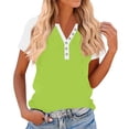 thumbnail image 1 of BOMYJESK Womens Tops Short Sleeve Henley V-Neck Color Block Tunic Tops Dressy Casual Loose Basic Tops 2026 Summer Fashion Tee Blouse Mint Green 3XL, 1 of 5
