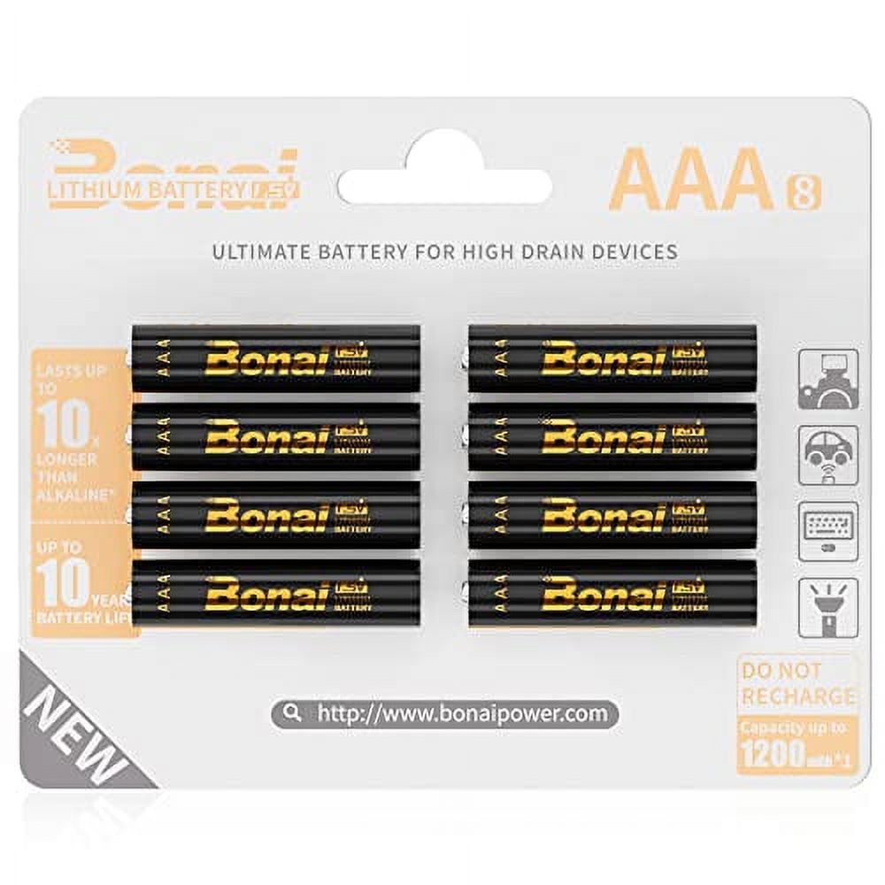BONAI AAA Lithium Batteries, 1.5V 1200mAh Longest Lasting Triple AAA