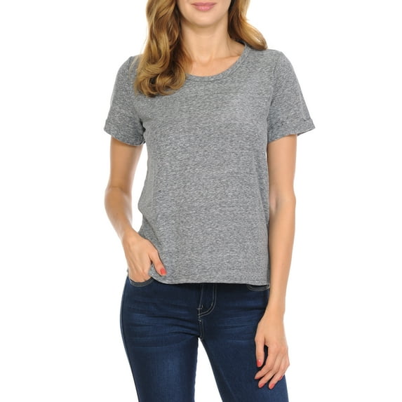 BONAMIE Women's Rolled Up Sleeve Tee