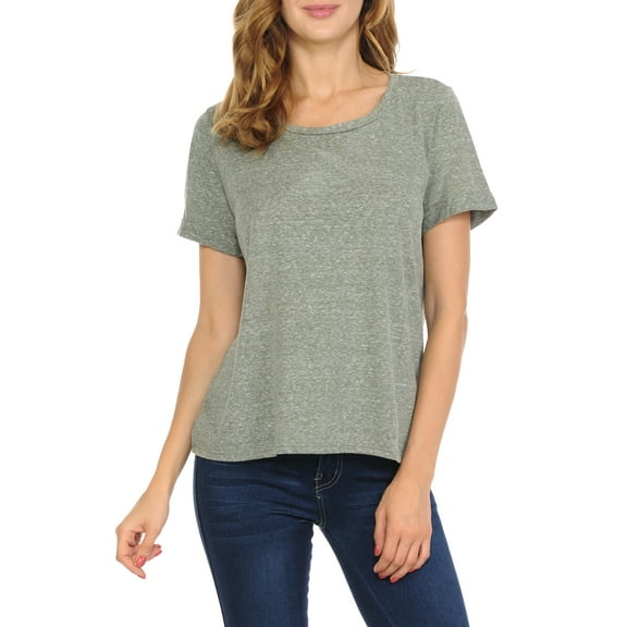 BONAMIE Women's Rolled Up Sleeve Tee