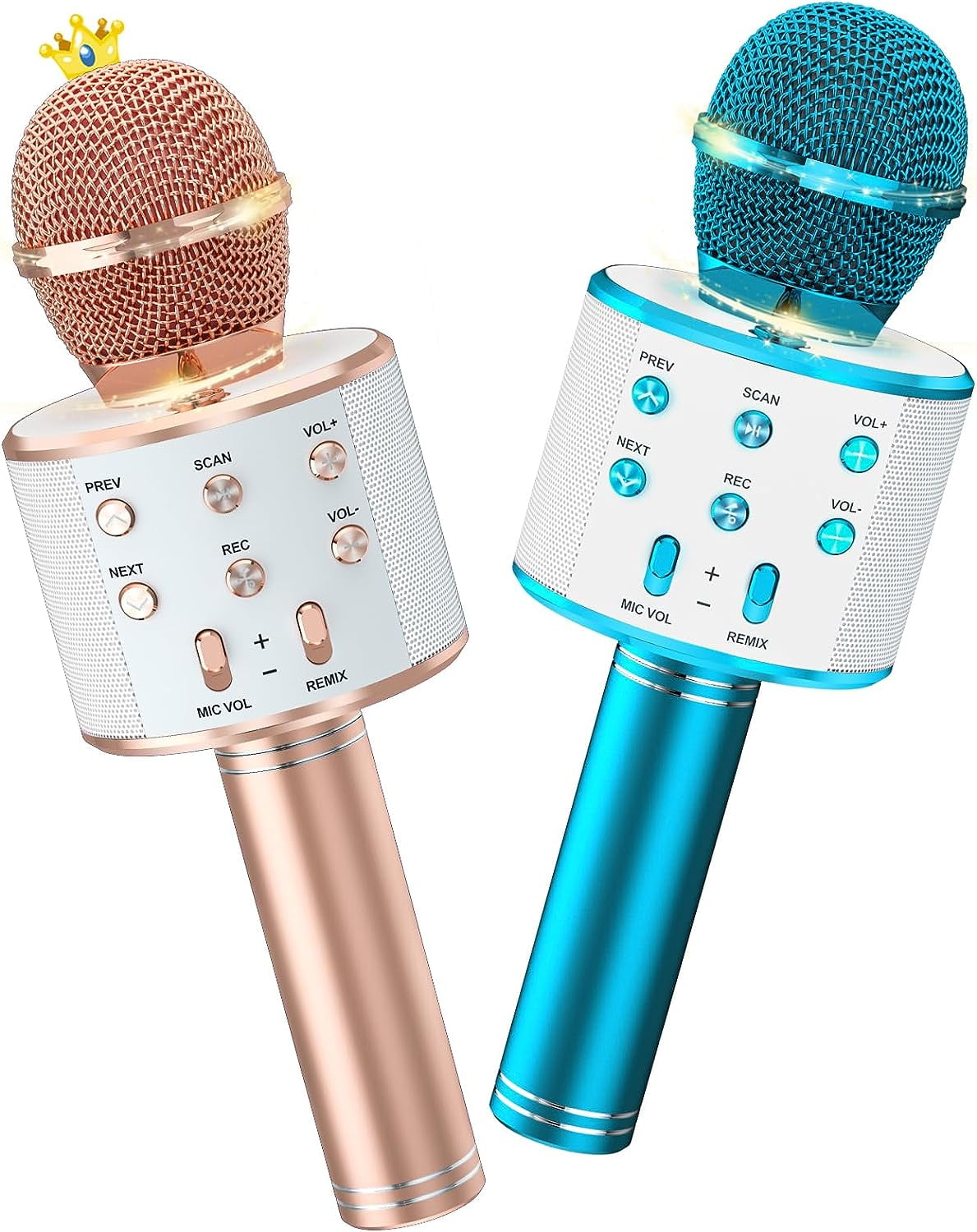 BONAOK 2 Pack Wireless Bluetooth Karaoke Microphone for Kids, 5in1