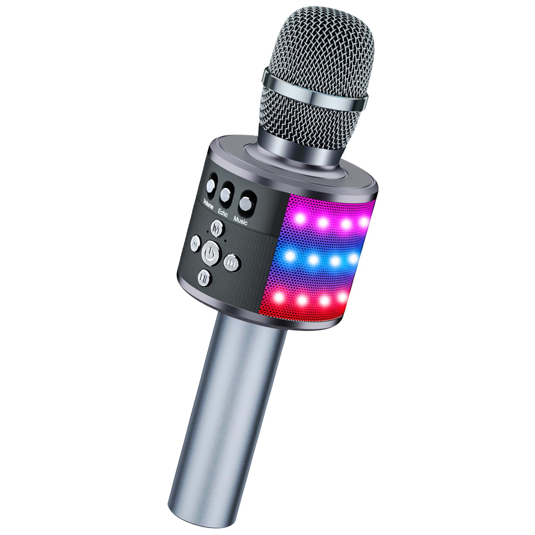 BONAOK Bluetooth Wireless Karaoke Microphone with LED Lights,4in1