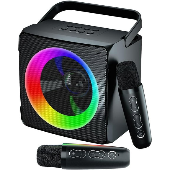 BONAOK Karaoke Machine, Portable Bluetooth Karaoke Speaker for Adults Kids, with 2 Wireless Mics, Ideal Gifts for Girls Boys Party