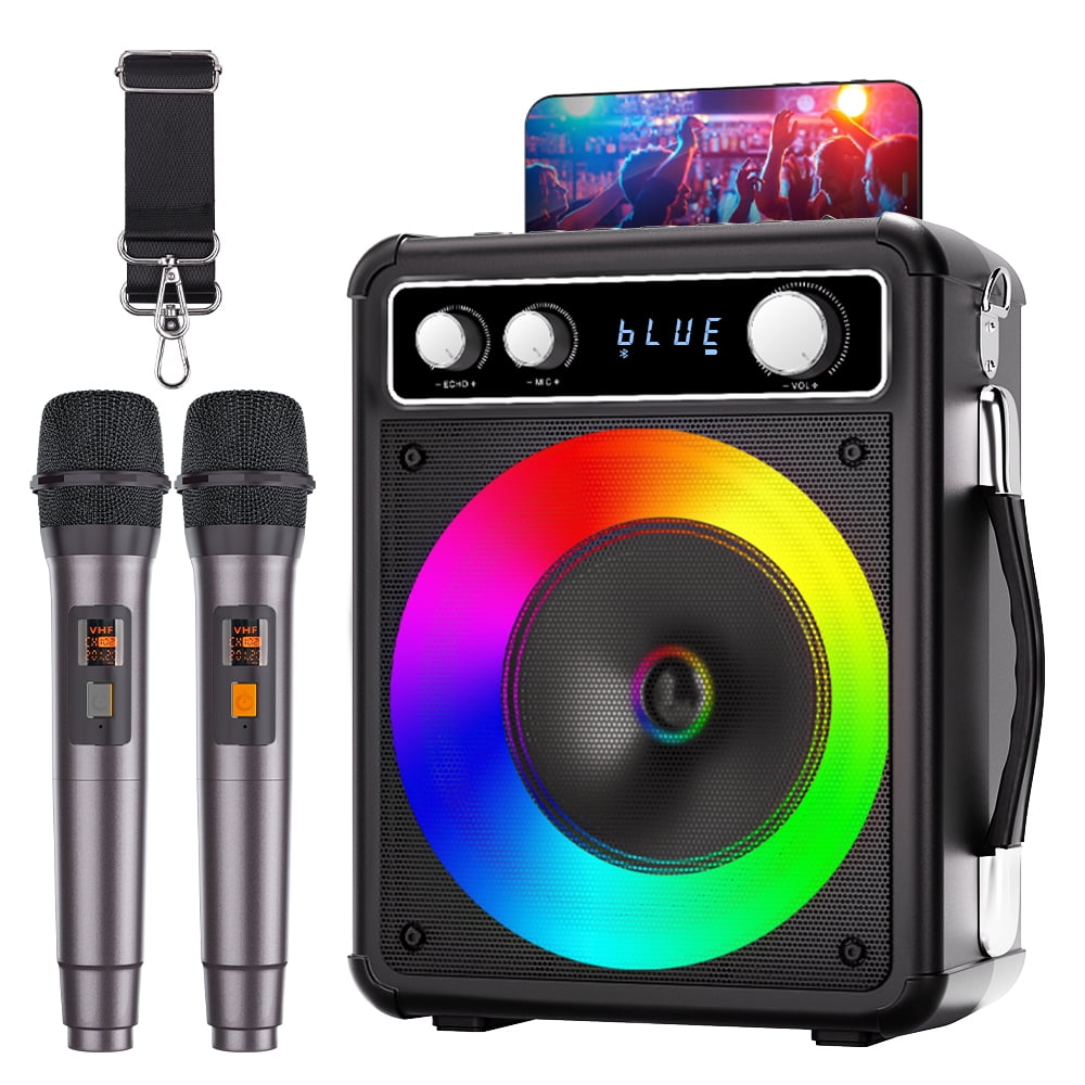 Smart karaoke machine for adults with lyrics display 64gb karaoke tablet 2 wireless mics professional karaoke system 300w peak power 4 dj