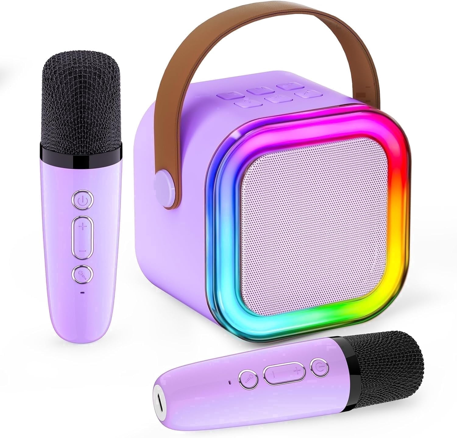 Mini Karaoke Machine with 2 Wireless Microphones for Kids - Portable ...
