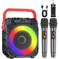 thumbnail image 1 of BONAOK Karaoke Machine for Adults, Karaoke Speaker with Two Wireless Microphones, Portable Bluetooth Speaker PA System for Christmas Party, Karaoke Microphone with LED Lights, Red, 1 of 6
