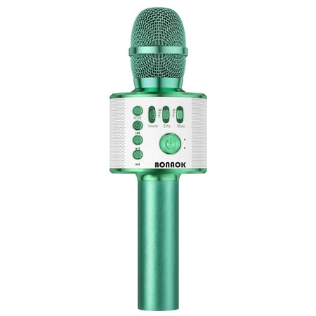 BONAOK Wireless Bluetooth Karaoke Microphone, 3-in-1 Portable Handheld Mic Speaker Party Machine for All Smartphones,Gifts for Kids Adults Q37 (Green)
