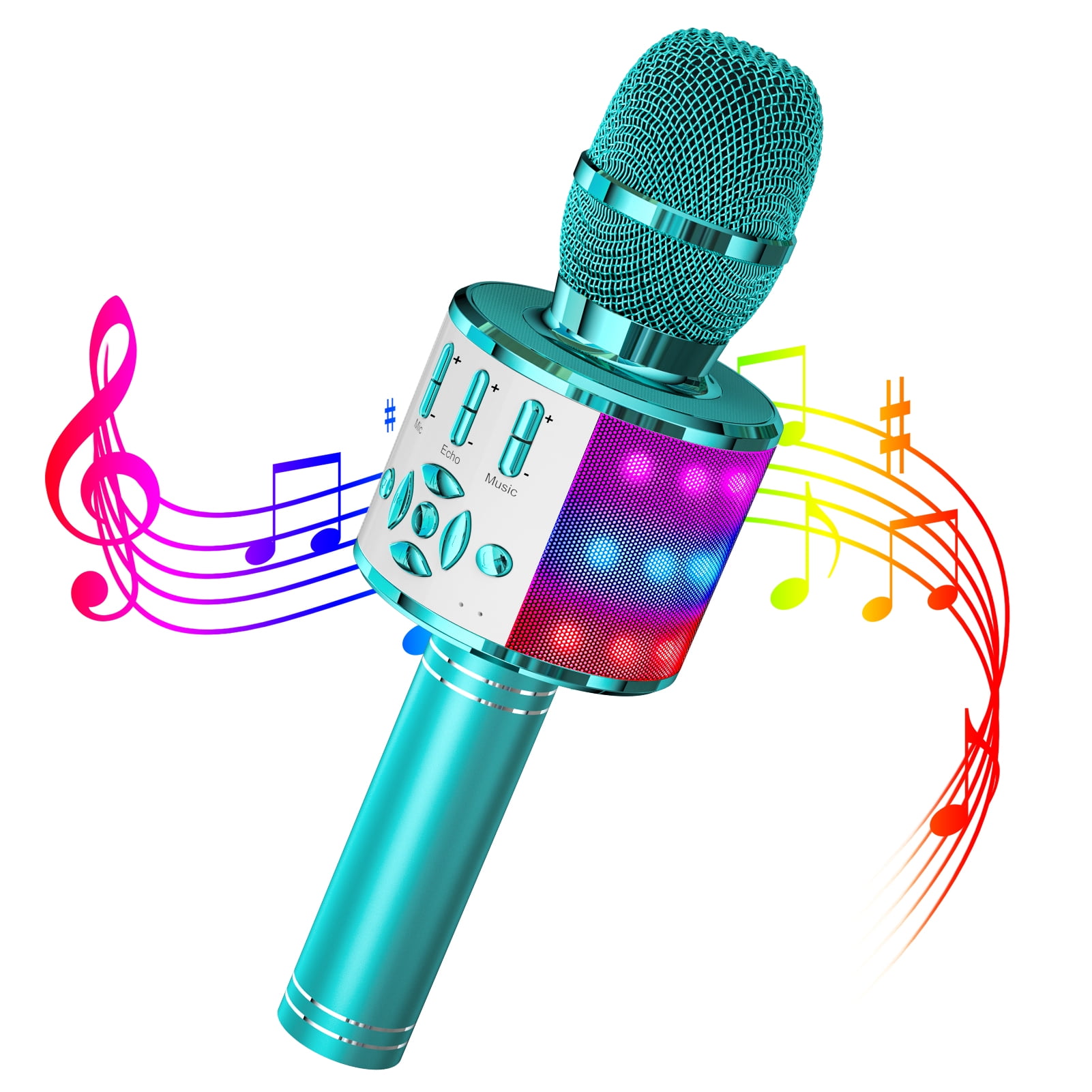 Karaoke Microphone Machine For Kids Adults,Portable Bluetooth Microphone  For Singing,Professional Voice Changer Blue Microphone Wireless,Birthday