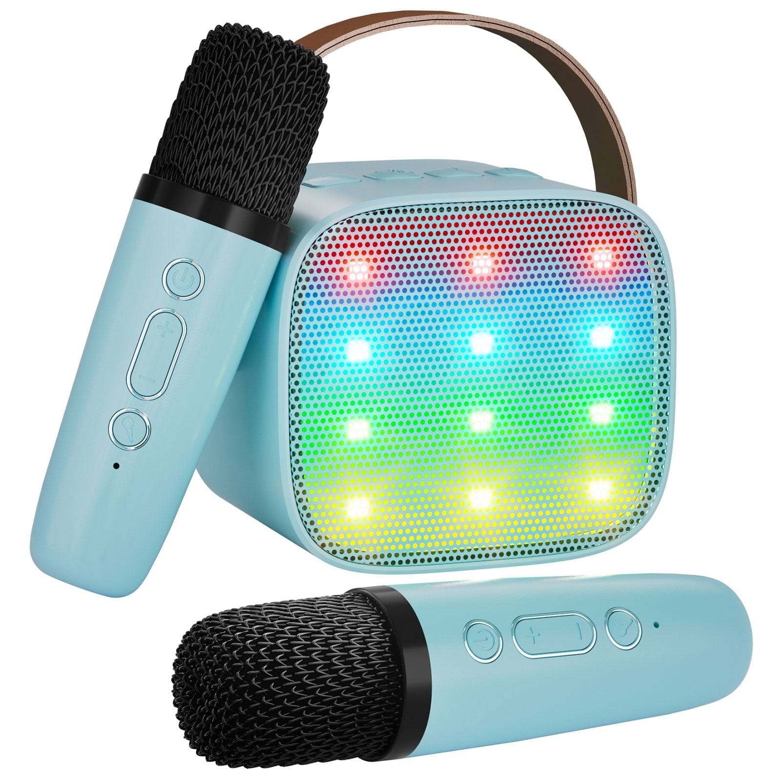 BONAOK Draagbare Karaoke-Machine, Bluetooth-Karaoke-Systeem Met 2 Microfoons, Oplaadbare Partykaraoke-Luidsprekermachine, Muziek-Karaoke-Box Met Lichteffect T30