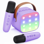BONAOK Karaoke Machine for Kids, Portable Speaker with 2 Mics, Ideal Birthday Gift for Girls Boys Family Party, Purple