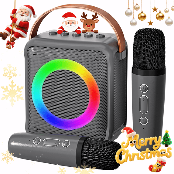 Enceinte Karaoké Portable Pour Enfants – Funtime Gifts – 2 Micros Sans Fil – Bluetooth