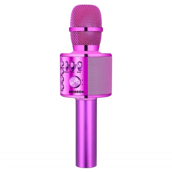BONAOK Wireless Bluetooth Karaoke Microphone, 3-in-1 Portable Handheld Mic Speaker Party Machine for All Smartphones,Gifts for Kids Adults Q37 (Purple)