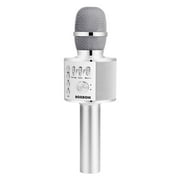 BONAOK Wireless Bluetooth Karaoke Microphone, 3-in-1 Portable Handheld Mic Speaker Party Machine for All Smartphones,Gifts for Kids Adults Q37 (Silver)