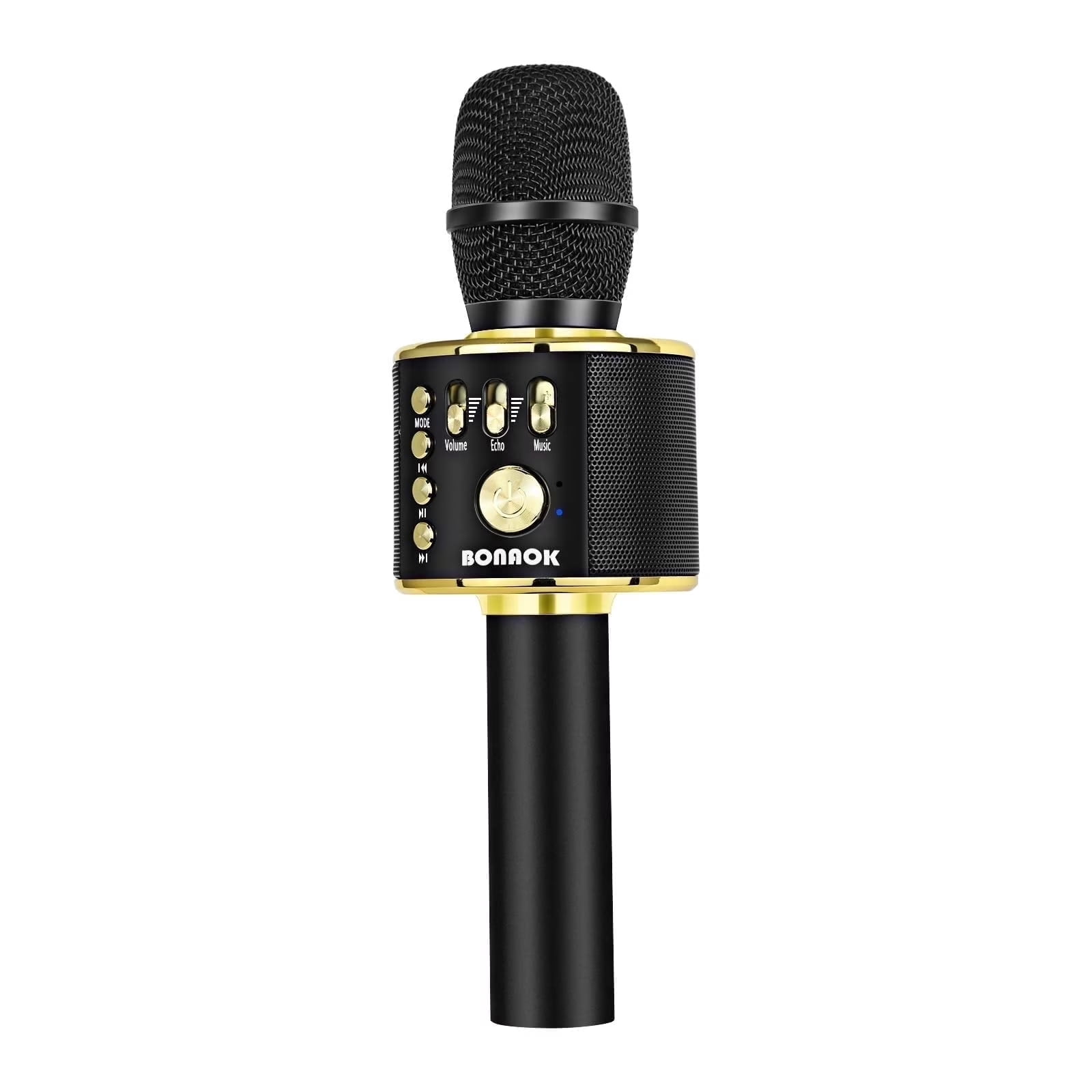 BONAOK Wireless Bluetooth Karaoke Microphone, Built-in Speakers, Home Fun for Parties, Singing Gifts for Kids Audlts