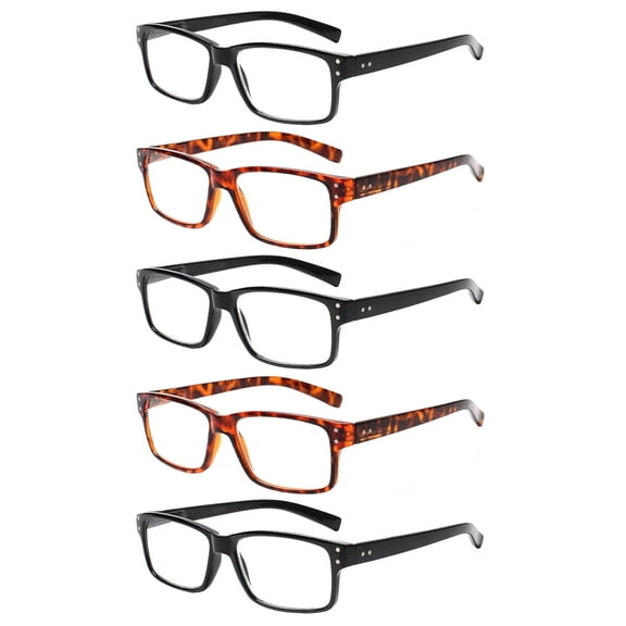BONCAMOR 5 Pack Reading Glasses for Men and Women Spring Hinges Classic Eyeglasses