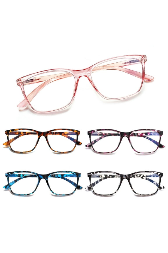 5 Pack Reading Glasses for Women Blue Light Blocking Spring Hinge Fashion Print Reader