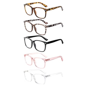 BONCAMOR 5 Pack Reading Glasses for Women and Men Spring Hinge Blue Light Blocking Reader(+1.50)