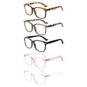 BONCAMOR 5 Pack Reading Glasses for Women and Men Spring Hinge Blue Light Blocking Reader +2.50