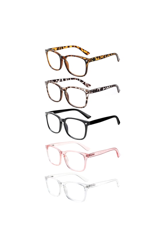 5 Pack Reading Glasses for Women and Men Spring Hinge Blue Light Blocking Reader（+3.00）